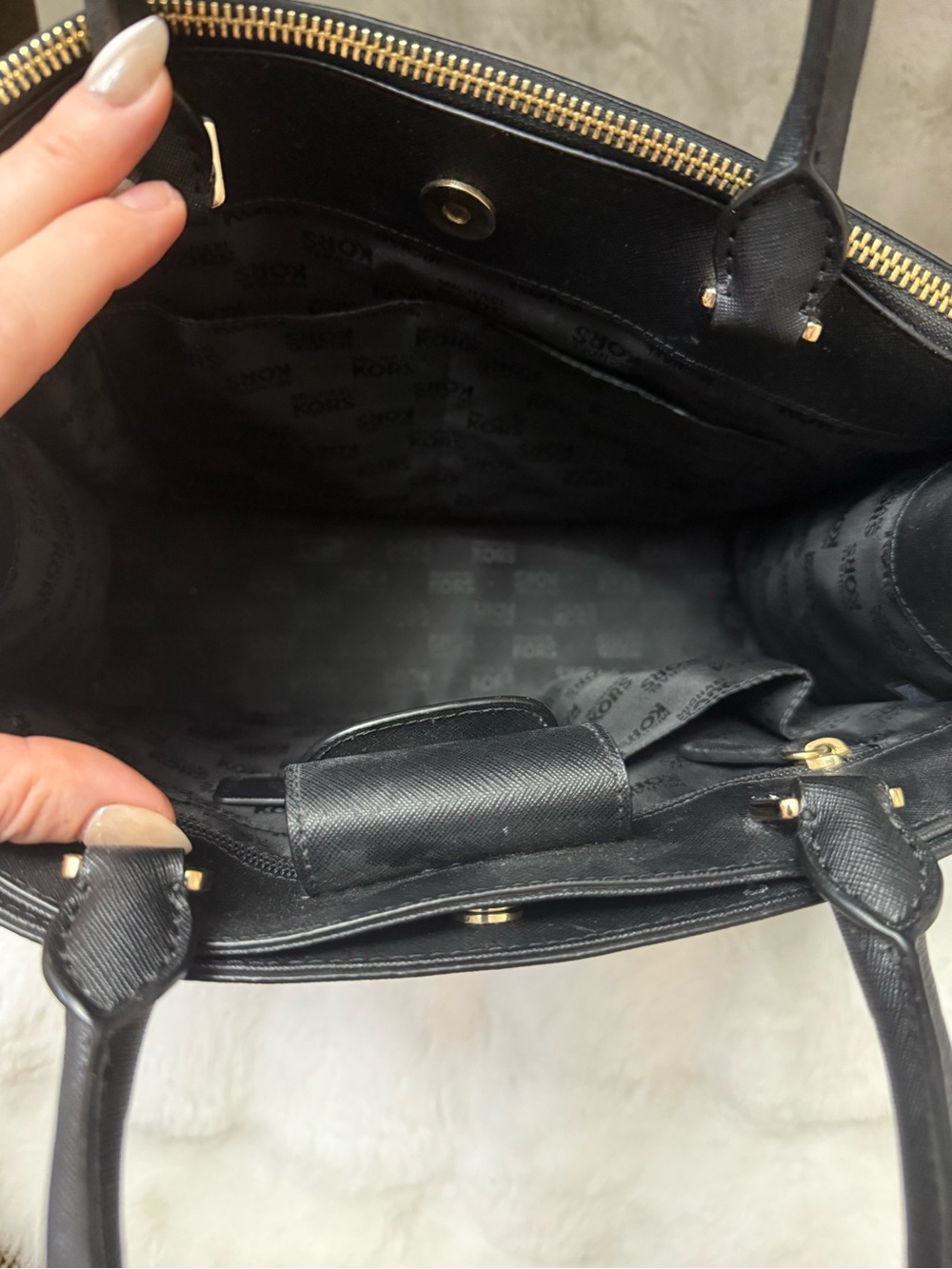 Michael Kors Black Saffiano Satchel with Gold Accents - Picture 3 of 9